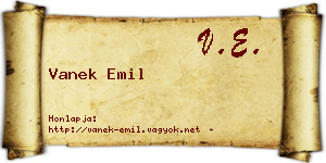 Vanek Emil névjegykártya